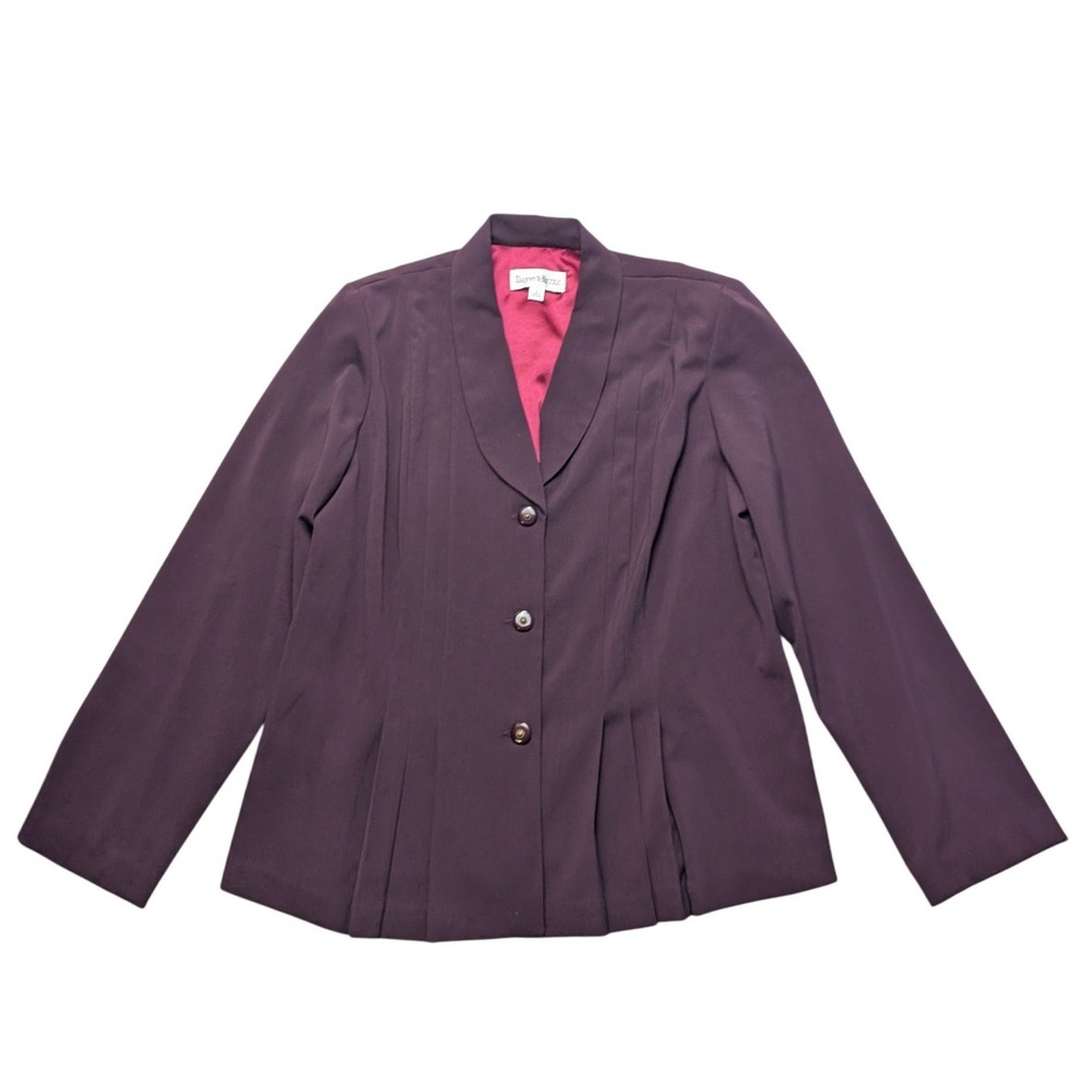 Danny & Nicole Pant Suit Womens 16 Purple 2pc Blazer Straight Leg Pleated Plum